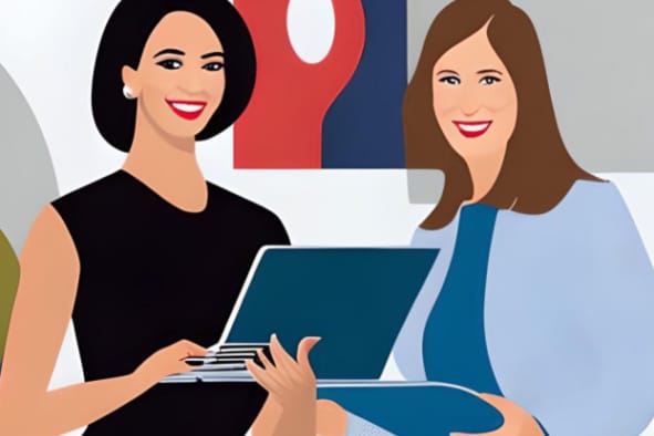Illustration: Women in Tech. Mit KI-Bildgenerator erstellt